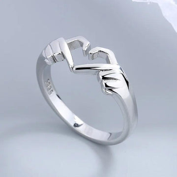 New Popular Romantic Heart Hand Hug Fashion Ring for Women and Girls -  Silver Color Punk Gesture Fashion Gift - The Jewellery Supermarket